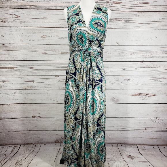 Soft Surroundings Dresses & Skirts - Soft Surroundings Teal and Cream Paisley Midi Dress